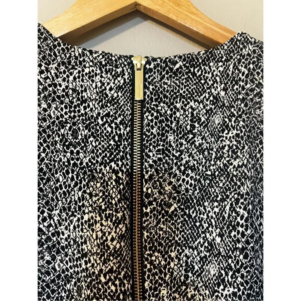 Calvin Klein Women’s Size 10 Sleeveless Zip Up Snake Print Dress Black White